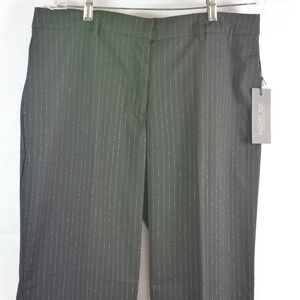 Silver Foil Pinstripe Black Pants SZ 12 RACHEL ZOE NWT